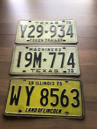 Vintage License Plates Illinois 1975,  Texas 1973