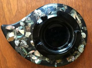 Vintage Abalone Shell Lucite Acrylic Ash Tray By Wondermold