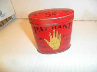 Pat Hand Oval Vertical Tobacco Tin Globe Tobacco Co.  Detroit,  Mich.  2.  5 " /2.  5 "