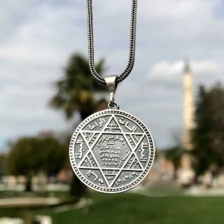 925 Sterling Silver Seal Of Solomon Pendant Incl.  Silver Chain Turkish Handmade