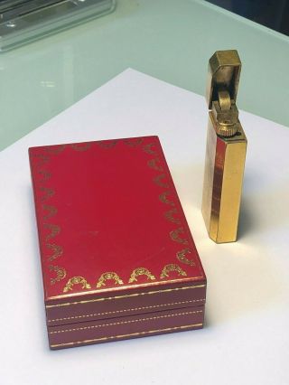 Vintage Gold Plated Cartier Lighter G12859 Plaque Or G For Repair W/box