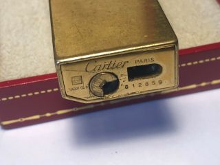 VINTAGE GOLD PLATED CARTIER LIGHTER G12859 PLAQUE OR G FOR REPAIR W/BOX 2