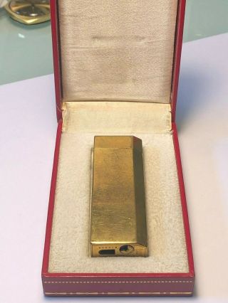 VINTAGE GOLD PLATED CARTIER LIGHTER G12859 PLAQUE OR G FOR REPAIR W/BOX 3