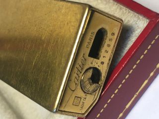 VINTAGE GOLD PLATED CARTIER LIGHTER G12859 PLAQUE OR G FOR REPAIR W/BOX 4