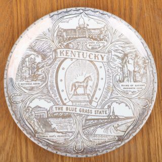 Vintage Kentucky Souvenir Collector Plate Blue Grass State
