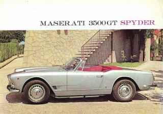 Maserati " 3500 Gt " Spyder Vignale - 1960 - Quadrilingual Sales Brochure,  Folder