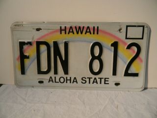 Vintage Hawaii Aloha State Rainbow License Plate
