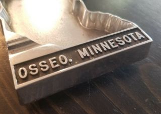 Vintage 1960 ' s Osseo,  MN Metal Ashtray / Rare Minnesota Shape / Made by Joyner ' s 2