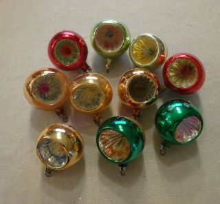 Vtg Blown Glass Ornaments Shiny Brite Poland Indent Mica Painted Diorama 2 Boxes 2