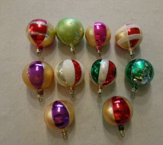 Vtg Blown Glass Ornaments Shiny Brite Poland Indent Mica Painted Diorama 2 Boxes 3