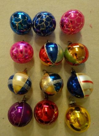 Vtg Blown Glass Ornaments Shiny Brite Poland Indent Mica Painted Diorama 2 Boxes 8