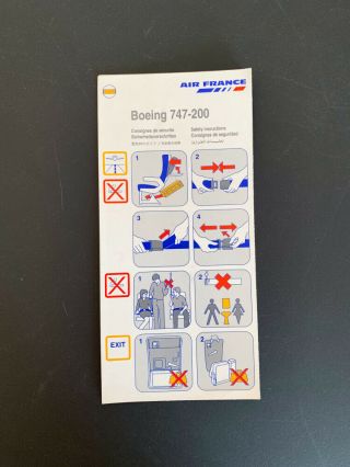 Safety Card Air France Boeing 747 - 200 1/99