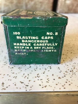 Vintage DuPont Blasting Caps Tin Box,  100 No.  8 Caps,  Mining Collectible. 3
