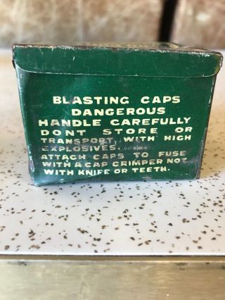 Vintage DuPont Blasting Caps Tin Box,  100 No.  8 Caps,  Mining Collectible. 4