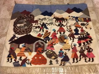 South Africa Setsoto Design Of Lesotho Hand Woven Wool Hanging Tapestry - Witch Dr