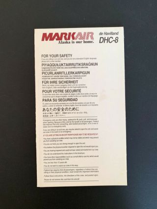 Safety Card Markair Alaska Dhc - 8