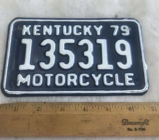 Vintage Kentucky 1979 Motorcycle Cycle License Plate 135319 White On Blue