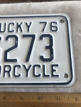 VINTAGE KENTUCKY 1976 MOTORCYCLE CYCLE LICENSE PLATE 36273 BLUE ON WHITE 4