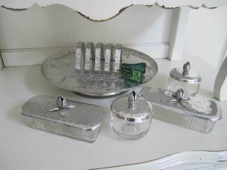 Rodney Kent Hammered Aluminum Lazy Susan Toast,  Butter,  Jam,  Jelly Tray with Tag 2