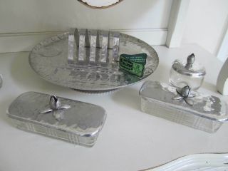 Rodney Kent Hammered Aluminum Lazy Susan Toast,  Butter,  Jam,  Jelly Tray with Tag 3