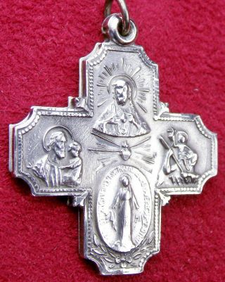 Chaplain Vintage Wwii Sterling Wartime Dog Tag Catholic Id Crucifix Medal Locket