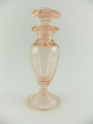 Vintage Depression Era Pink Cambridge Glass Perfume Bottle W/flat Flower Stopper