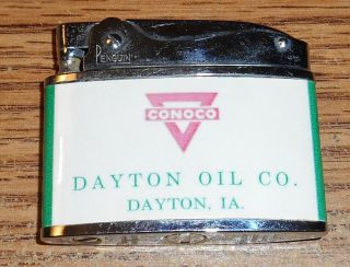 Vintage Conoco Dayton Oil Co.  Flat Advertising Lighter/rare