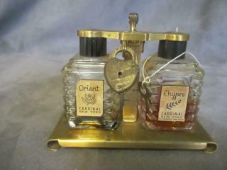 A9 Vintage Cardinal Perfume 2 Miniature Bottles Orient & Chypre In Locked Caddy