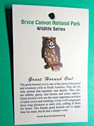 Great Horned Owl Bryce Canyon National Park Wildlife Series Lapel Hat Pin (2)