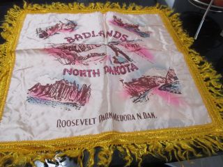 Vintage Travel Badlands North Dakota Silk Pillow Slip Cover With Fringe