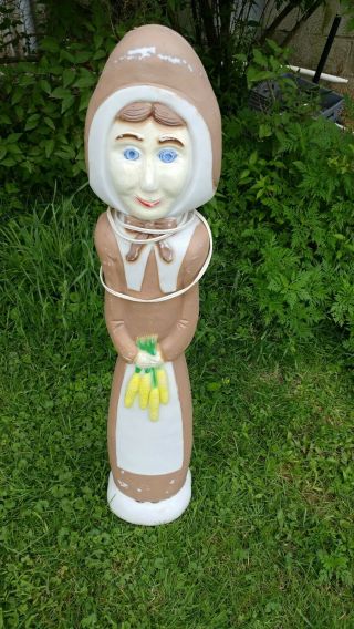 Vtg.  Union Products Don Featherstone Lighted Blow Mold Female Pilgrim
