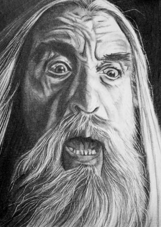Aceo Sketch Card Lord Of The Rings Christopher Lee Saruman