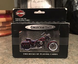 1998 Harley Davidson Collectors Tin & Two Decks Of Playing Cards