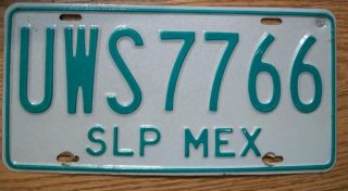 Single Mexico State Of San Luis Potosi License Plate - Uws7766