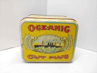 Vintage Oceanic Cut Plug Tobacco Tin Can Scotten Dillon Co Cheinco J.  Chein 2