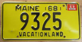 Maine 1969 License Plate 9325