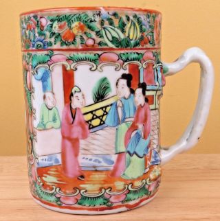 Antique Famille Rose Mug Cup Hand Painted Chinese Export Signed R