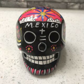 Hand - Painted Ceramic Sugar Skull Mexico Day Of The Dead Dia De Los Muertos