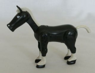Vintage Fisher Price Little People Horse Black White Ears Tail Intact Castle 993
