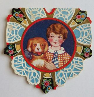 Vintage Valentine,  Fold Open,  Boy With A Puppy,  Whitney