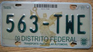 Single Mexico State Of Mexico D.  F.  (mexico City) License Plate - 563 - Twe