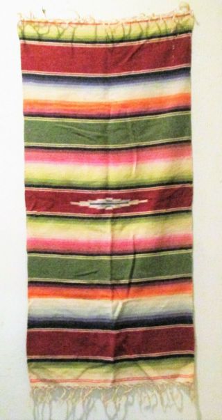 Vintage Saltillo Native American Hand Woven Textile Wall Hanging Rug 37 " X 17 "