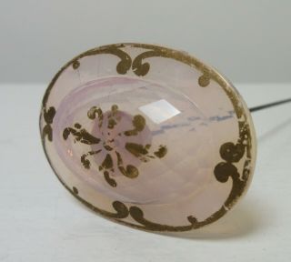 Antique Hatpin Large Pearlescent Pink Glass Faceted