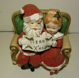 Vintage 1961 Inarco E - 218 Christmas Planter Mr.  & Mrs.  Clause