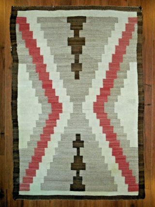Old NAVAJO NAVAHO Indian Rug/Weaving.  Stepped X - Like Design with Crosses.  NR 3