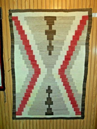 Old NAVAJO NAVAHO Indian Rug/Weaving.  Stepped X - Like Design with Crosses.  NR 4