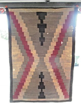 Old NAVAJO NAVAHO Indian Rug/Weaving.  Stepped X - Like Design with Crosses.  NR 5