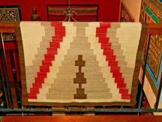 Old NAVAJO NAVAHO Indian Rug/Weaving.  Stepped X - Like Design with Crosses.  NR 8