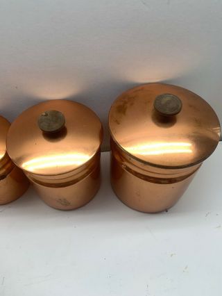 Vintage Copper Nesting Tin Storage Canister Set Kitchen Decor Made In Italy QQ 5