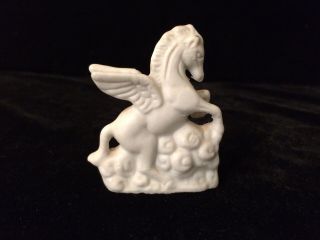 Small 2.  5 " Miniature Retro White Vintage Porcelain Pegasus Figurine